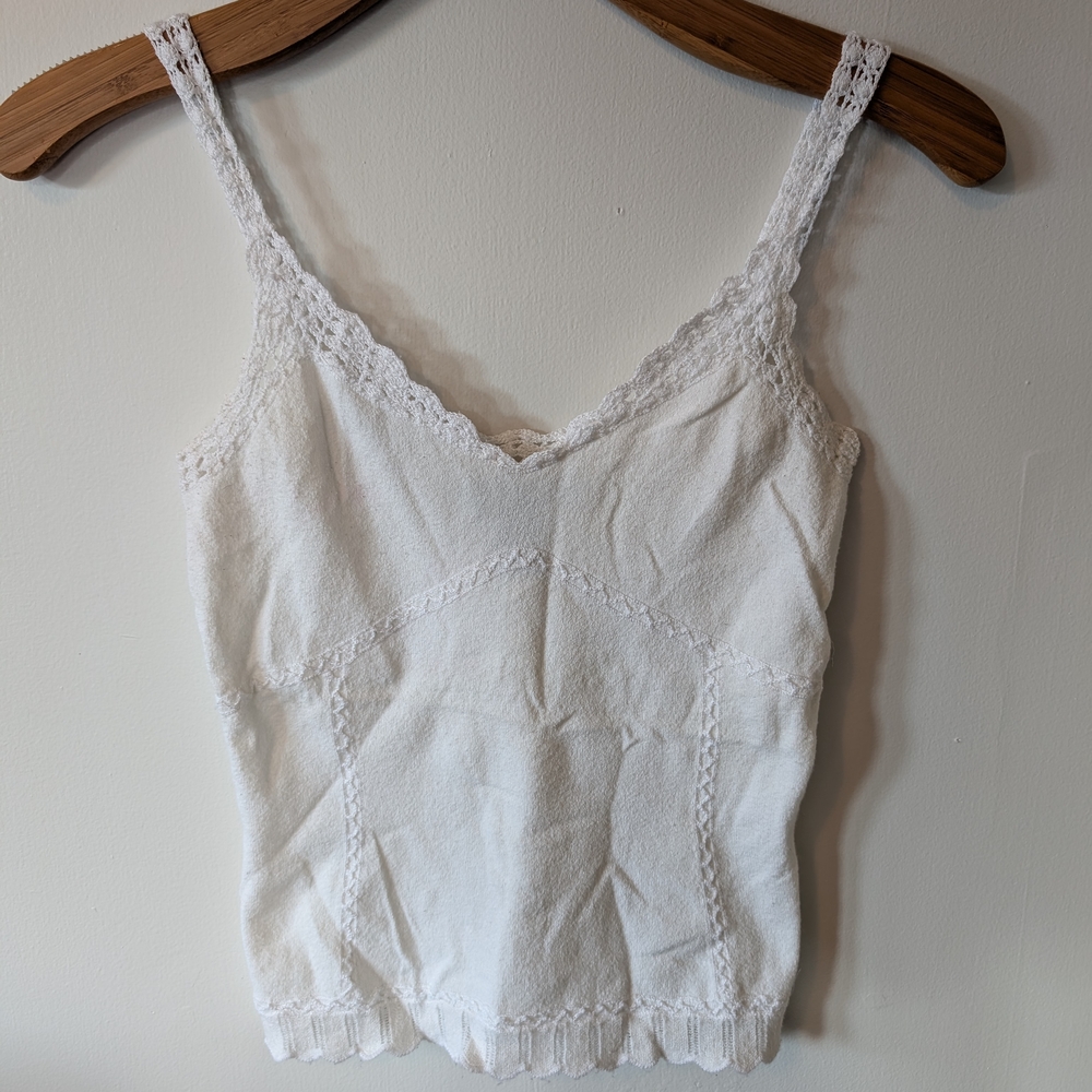 Elegant White Lace Trim Cami Top